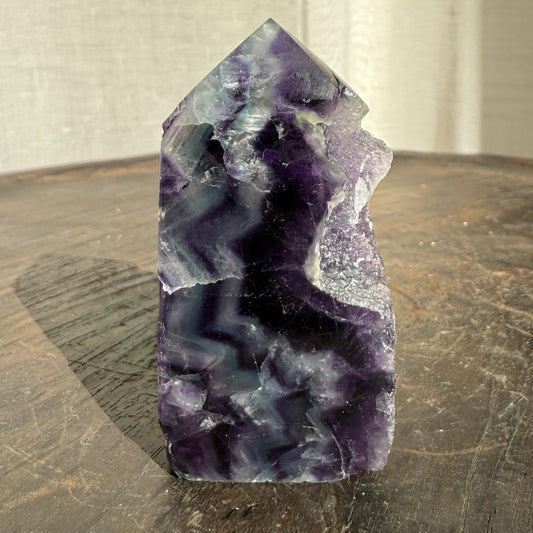 Rainbow Fluorite Wedge with raw edge 002