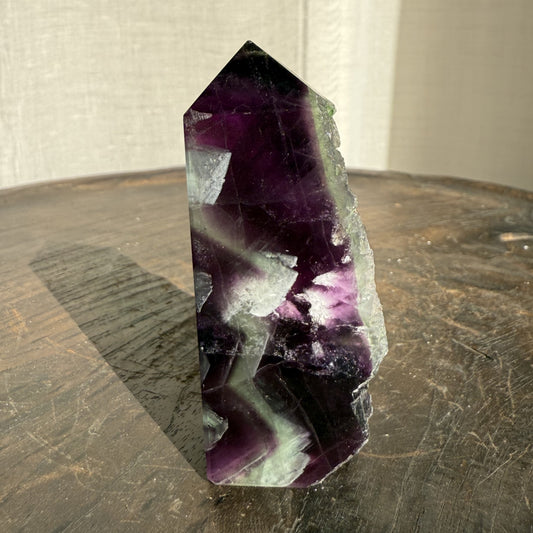 Rainbow Fluorite Wedge with raw edge 008