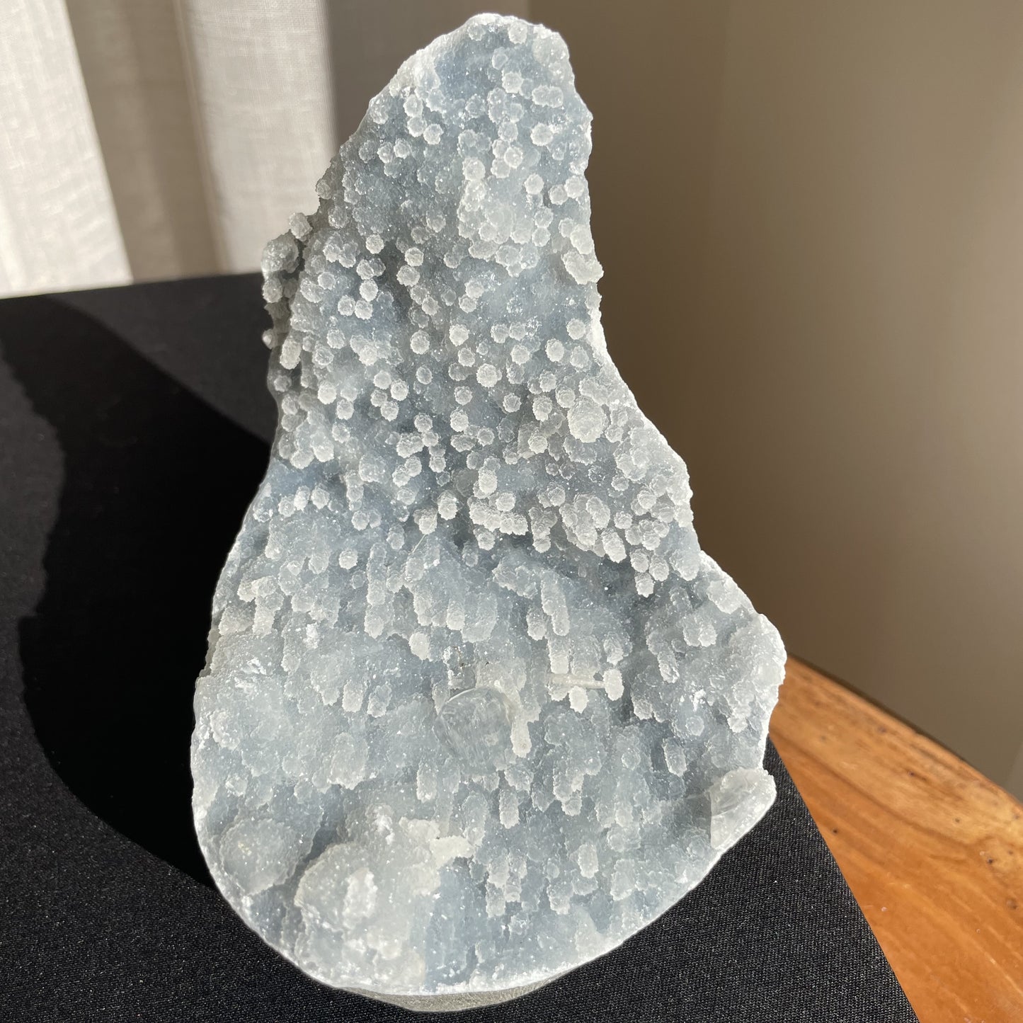 Apophyllite on Blue Chalcedony 001