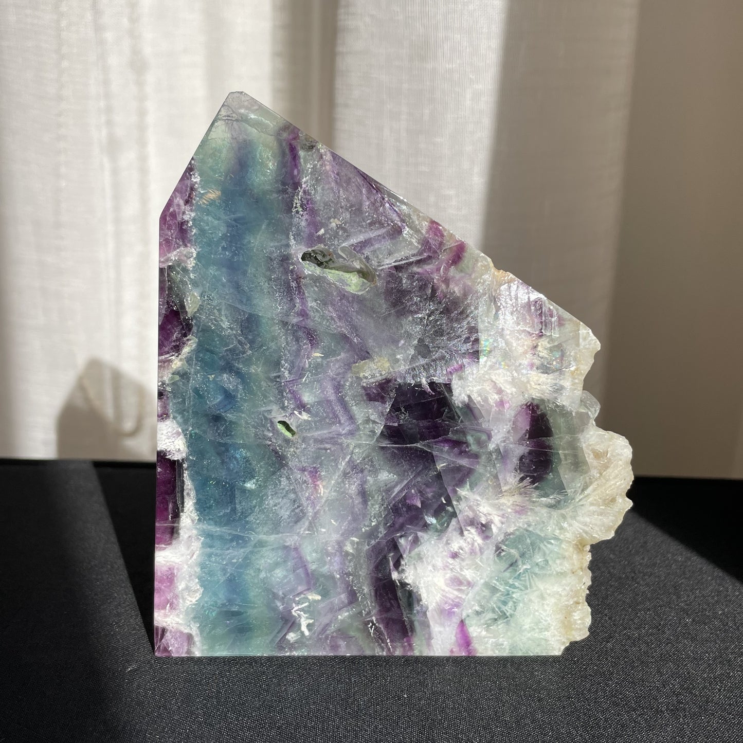 Rainbow Fluorite Wedge with raw edge