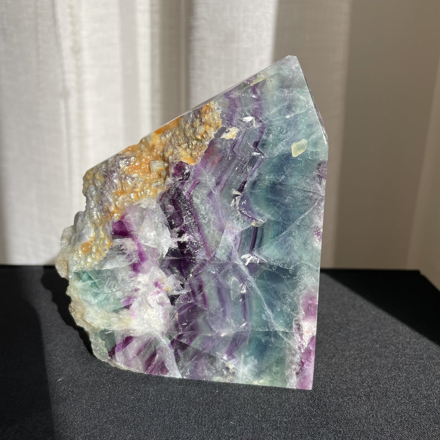 Rainbow Fluorite Wedge with raw edge