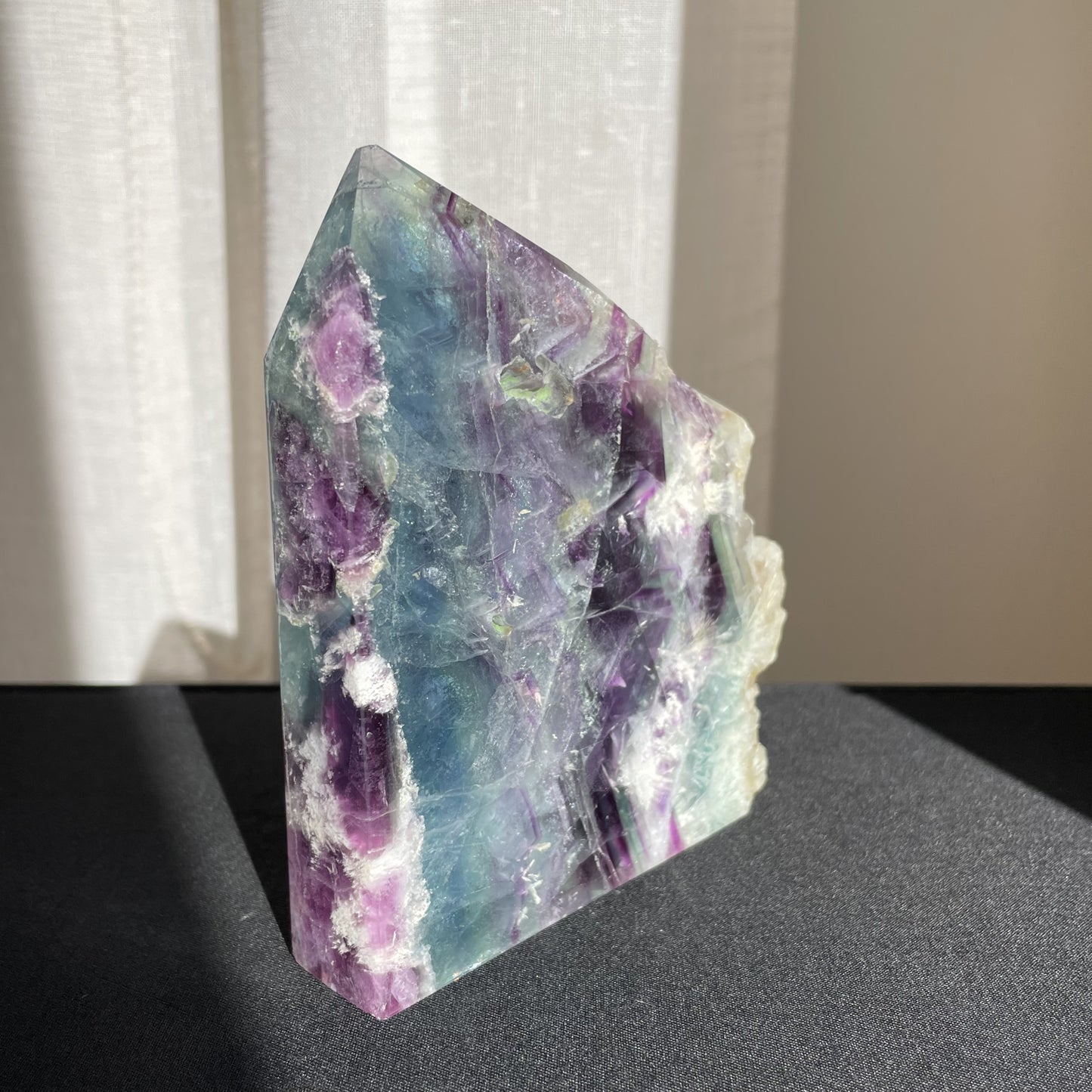 Rainbow Fluorite Wedge with raw edge