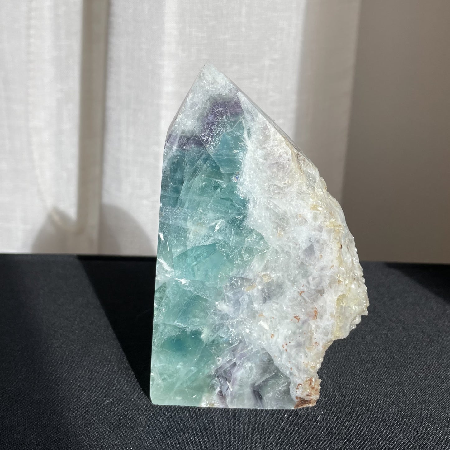 Rainbow Fluorite Wedge with raw edge