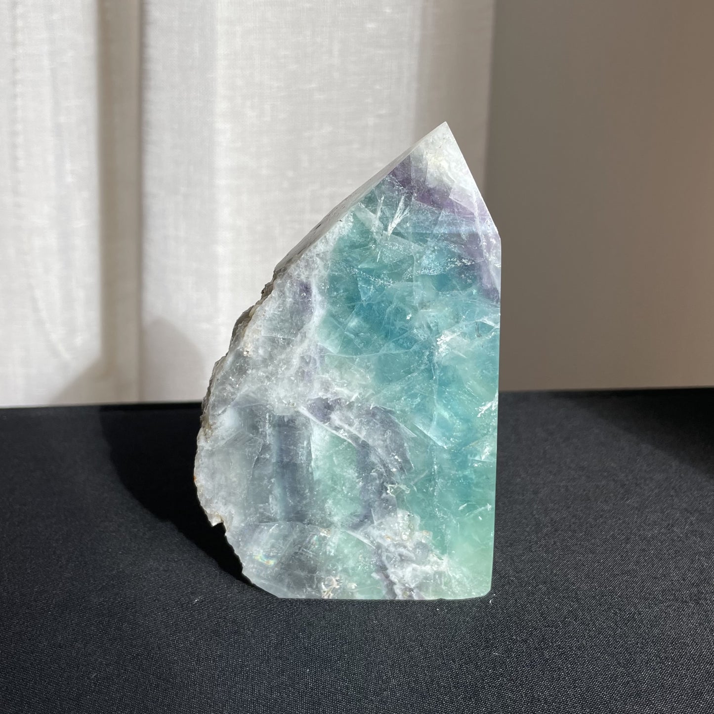 Rainbow Fluorite Wedge with raw edge