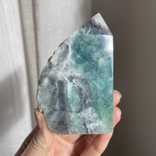 Rainbow Fluorite Wedge with raw edge