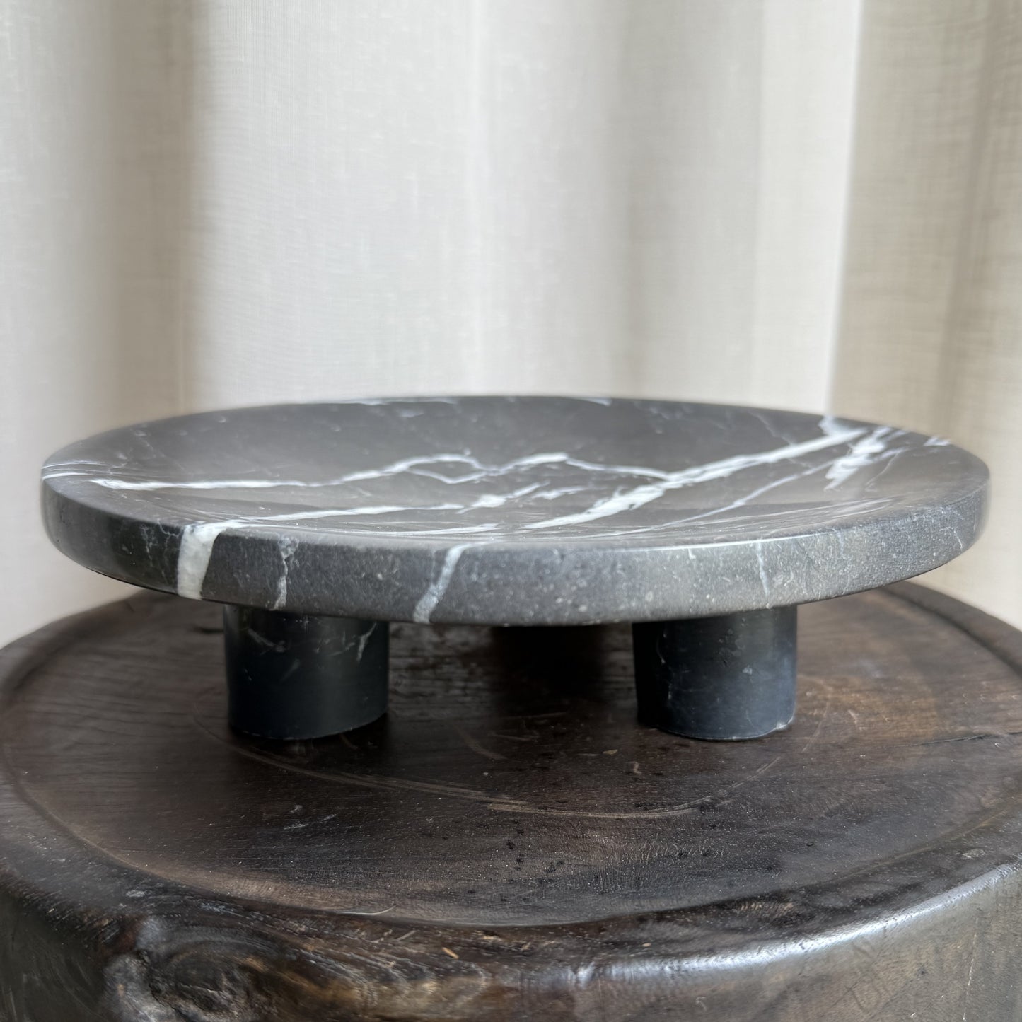 Nero Marquina Marble Pedestal Bowl