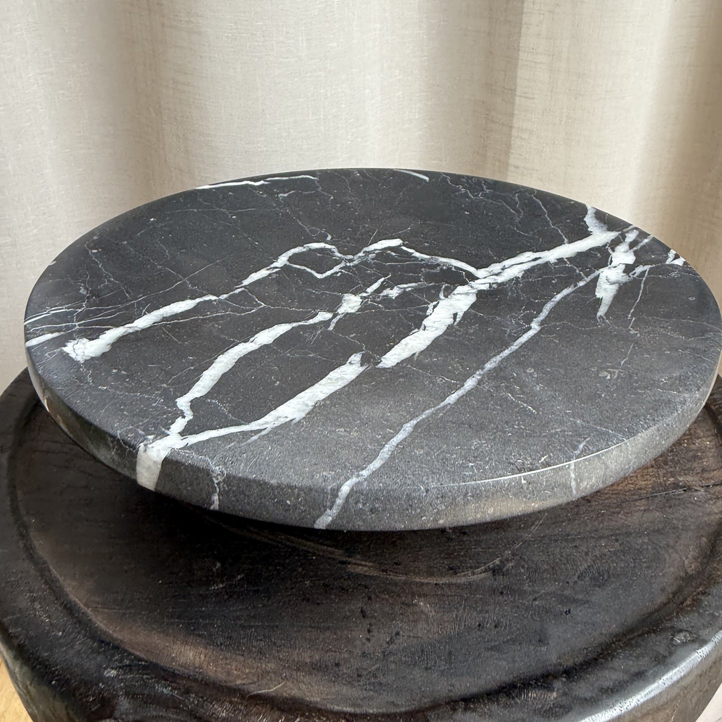 Nero Marquina Marble Pedestal Bowl