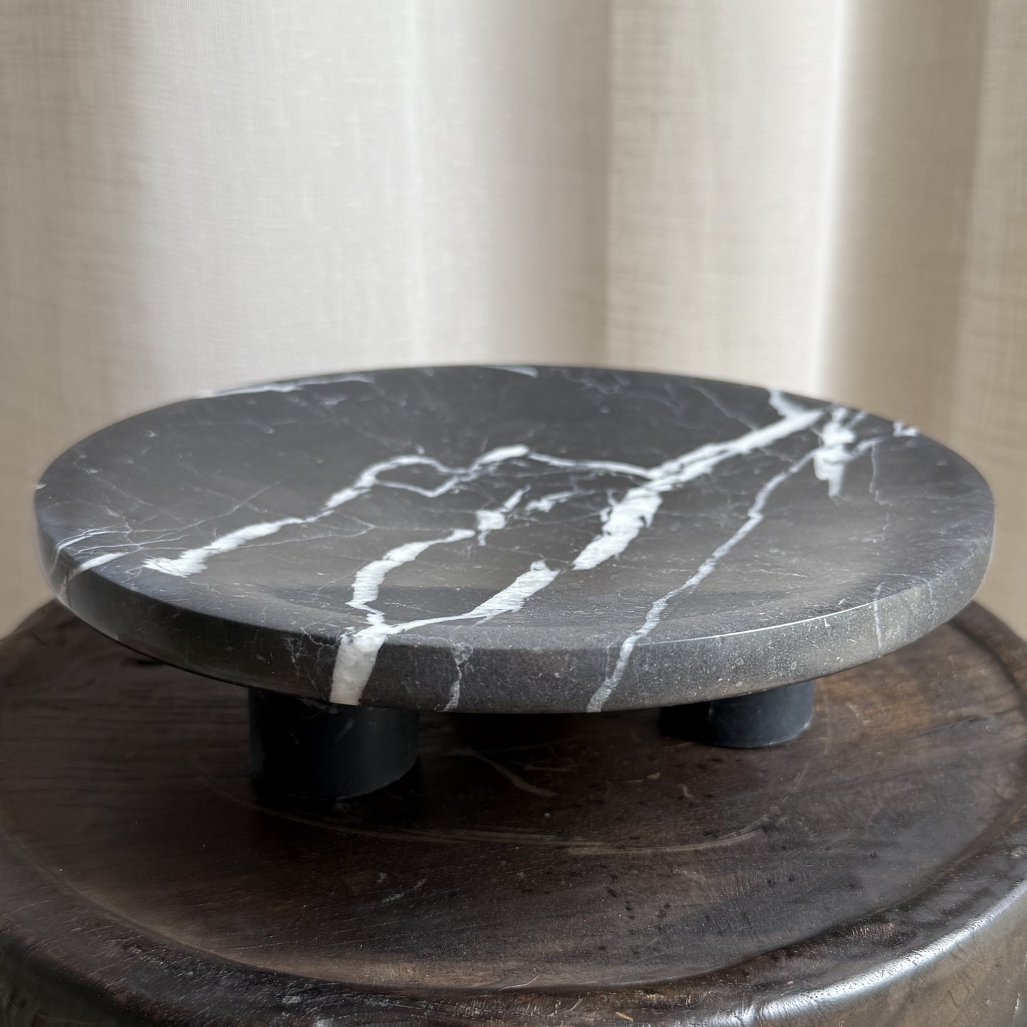 Nero Marquina Marble Pedestal Bowl