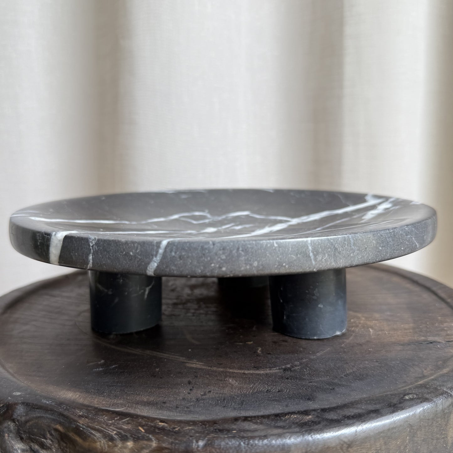 Nero Marquina Marble Pedestal Bowl