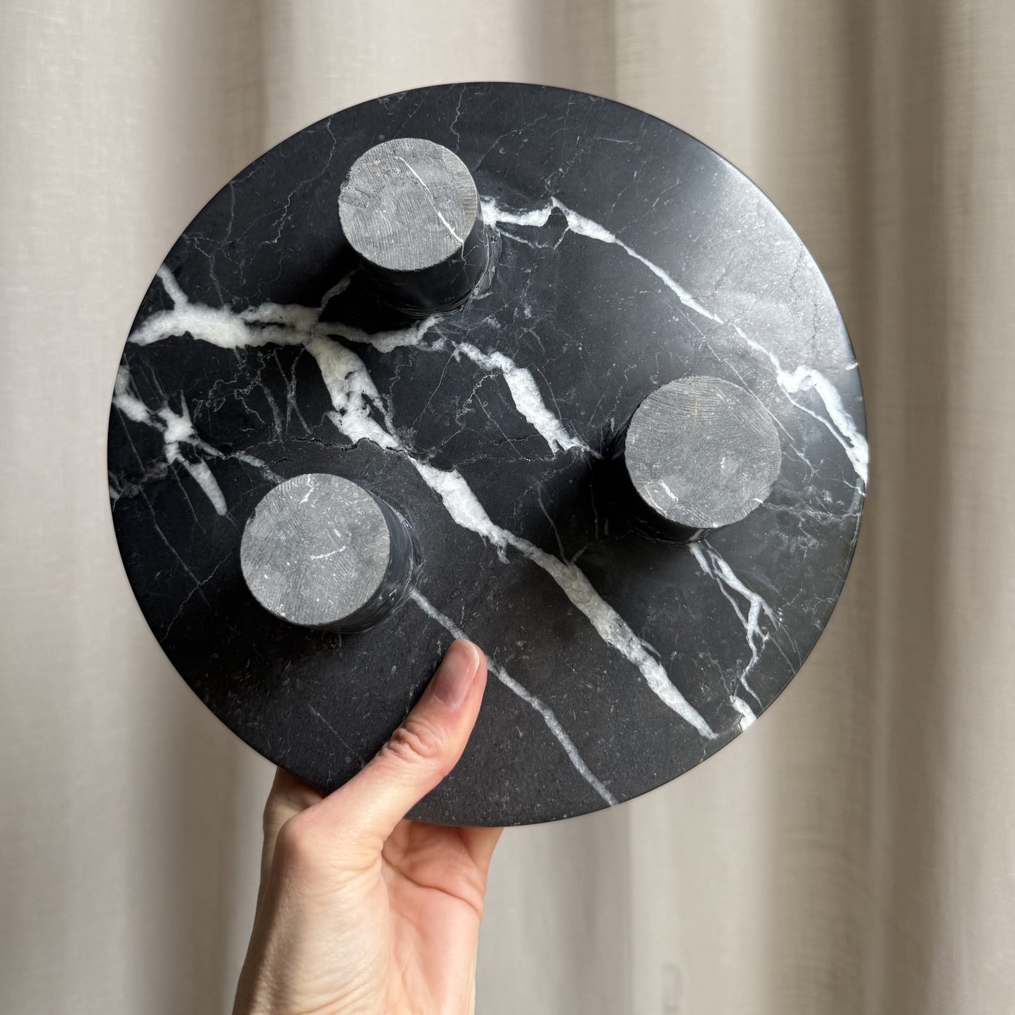 Nero Marquina Marble Pedestal Bowl
