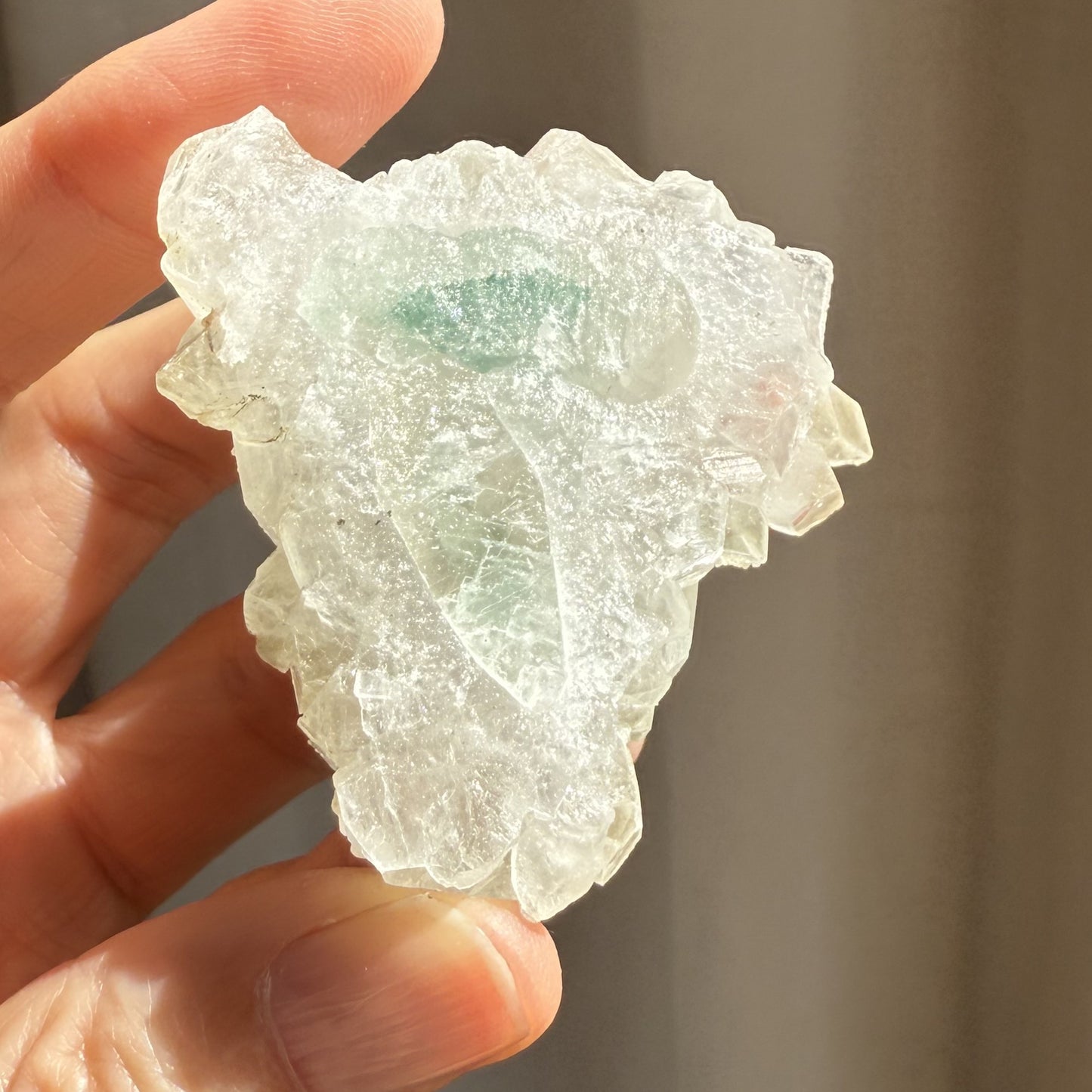 Apophyllite Cluster with Green Sugary Coating