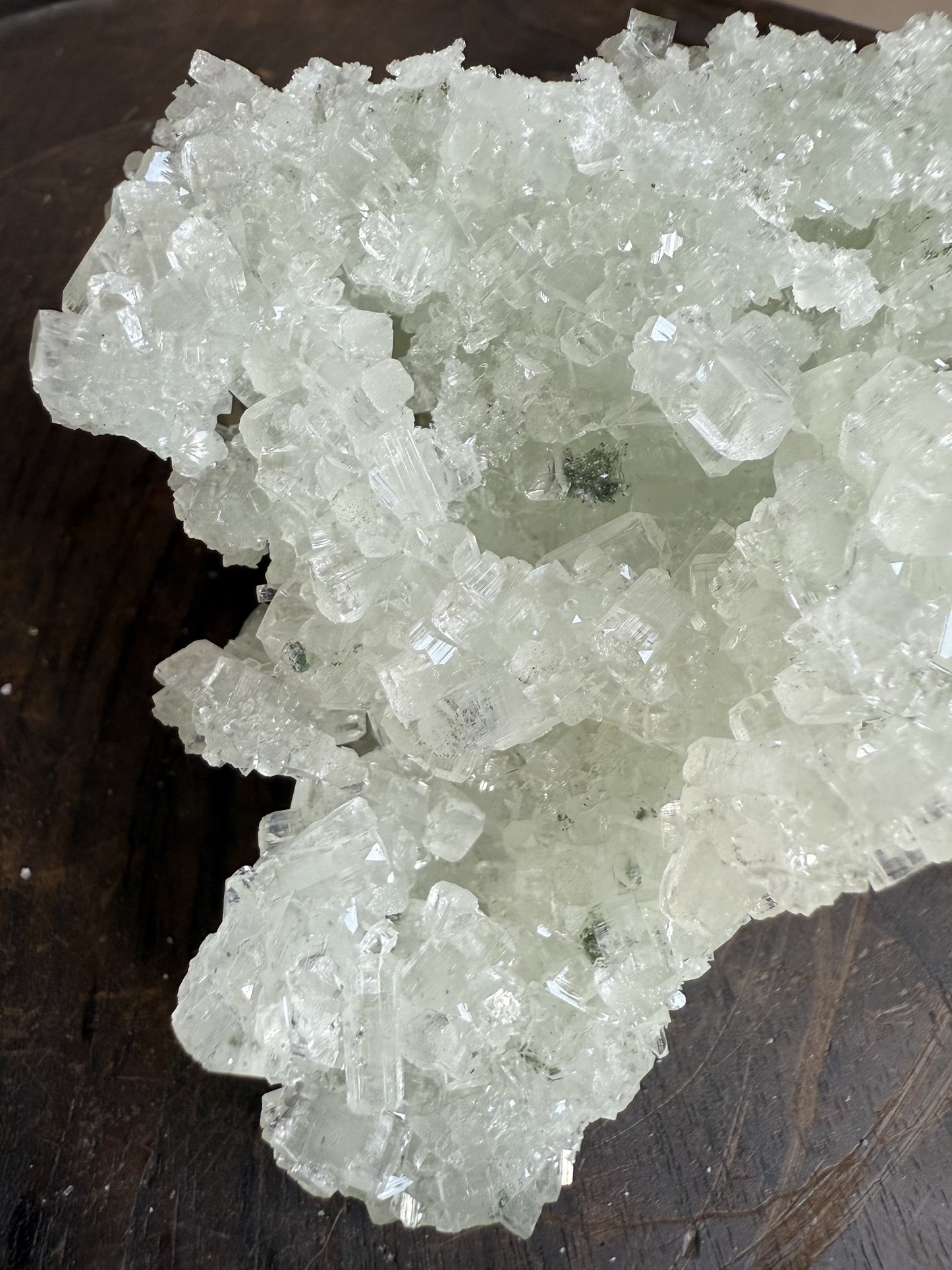 Raw Prehnite Clusters with Cubic Apophyllite 2