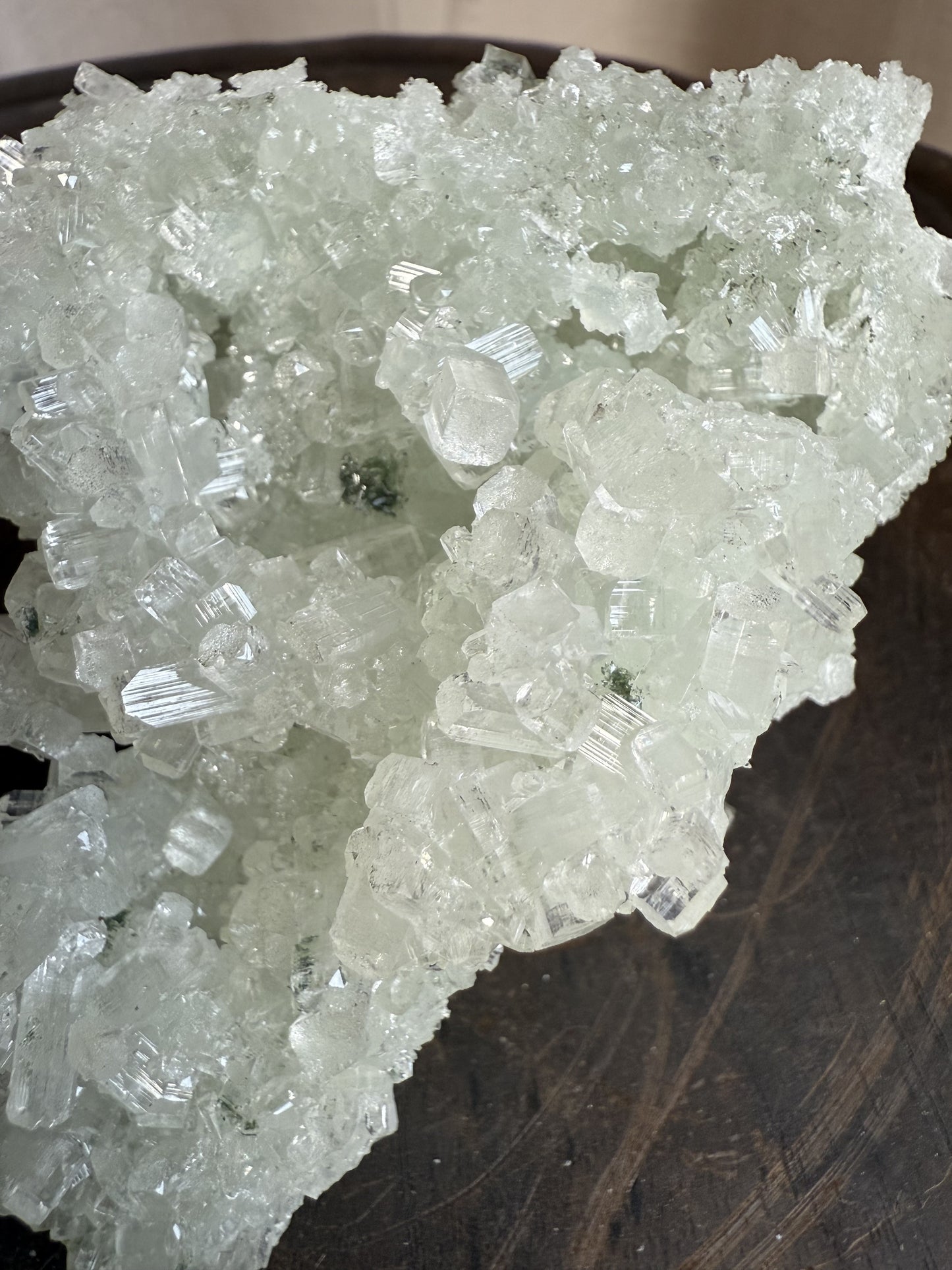 Raw Prehnite Clusters with Cubic Apophyllite 2