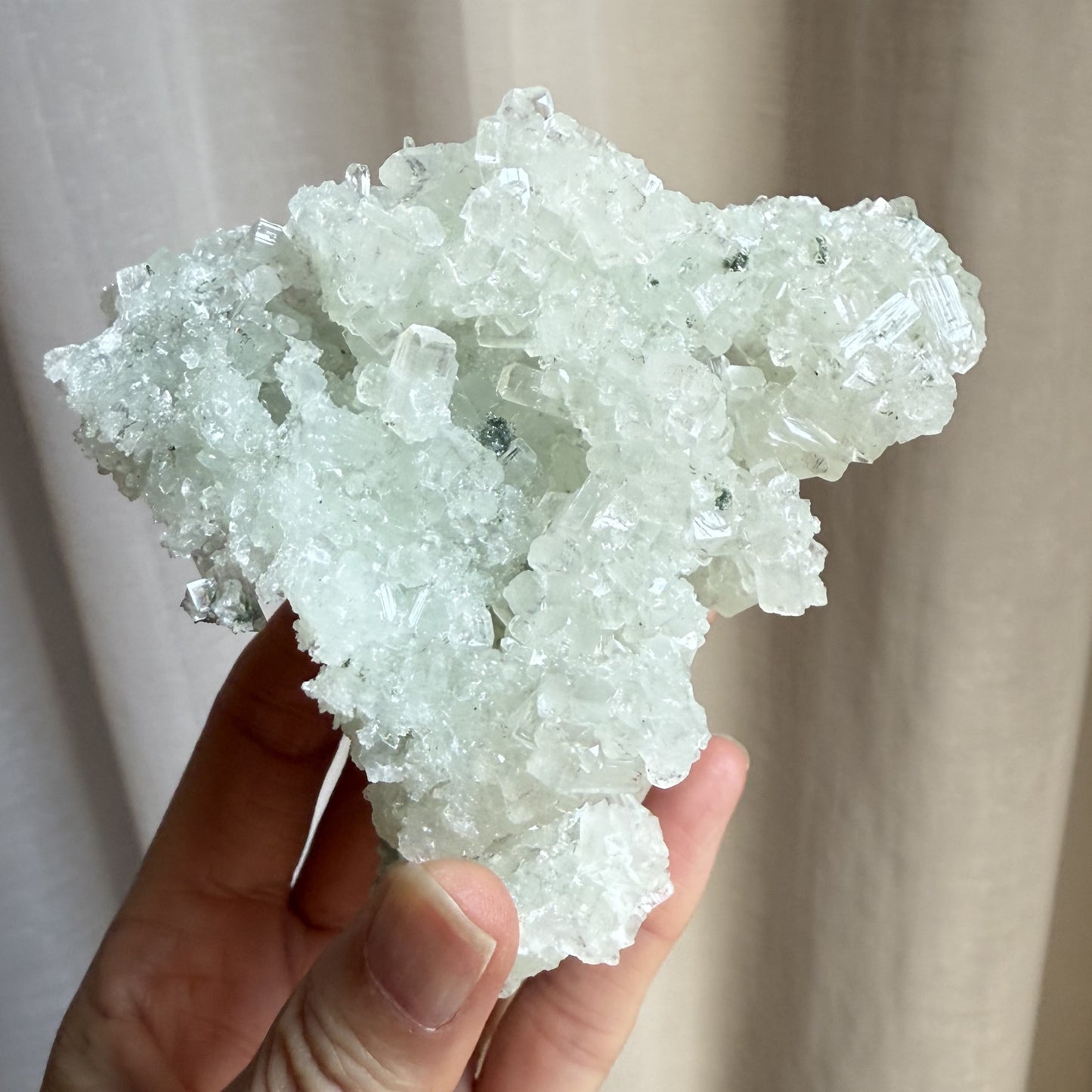 Raw Prehnite Clusters with Cubic Apophyllite 2