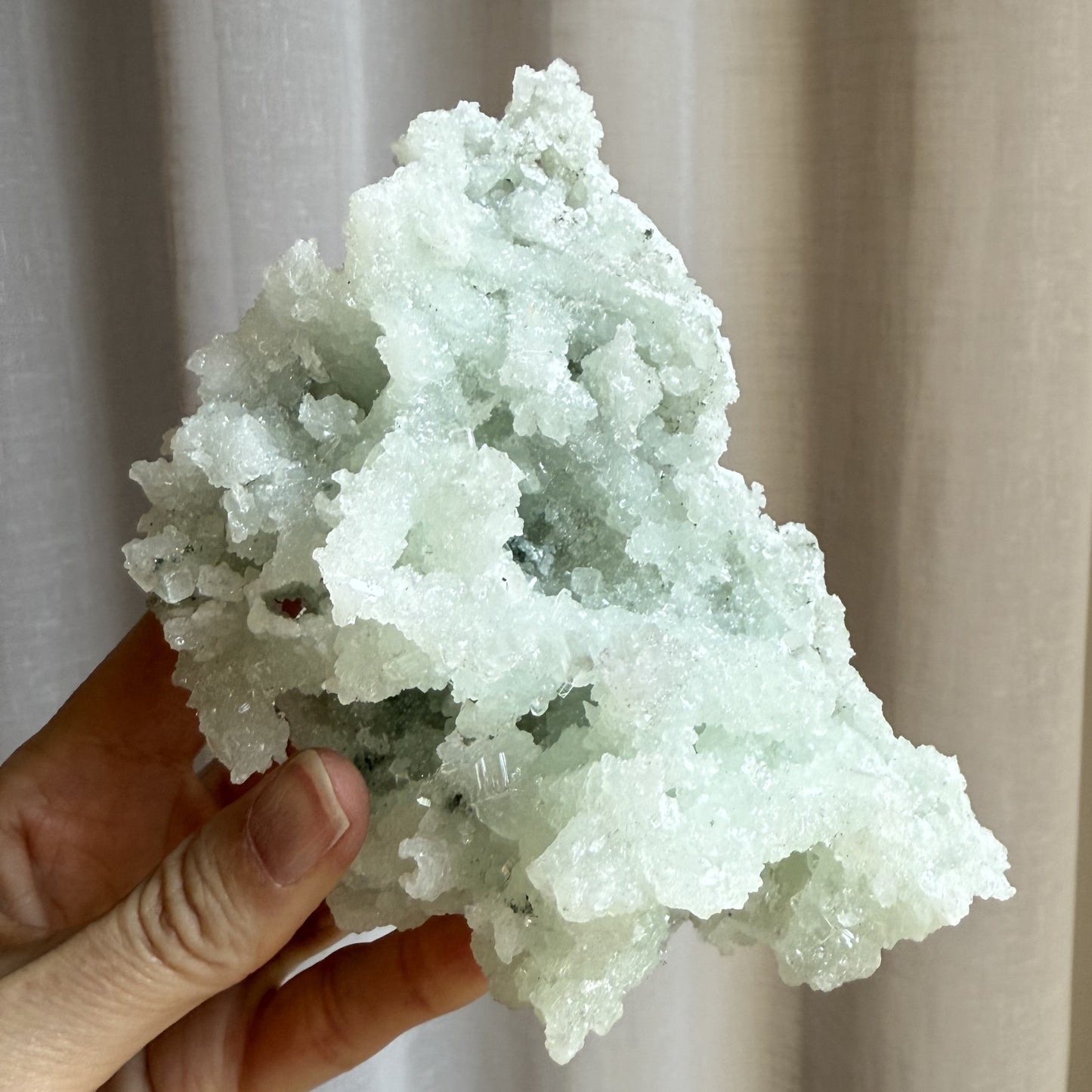 Raw Prehnite Clusters with Cubic Apophyllite 3