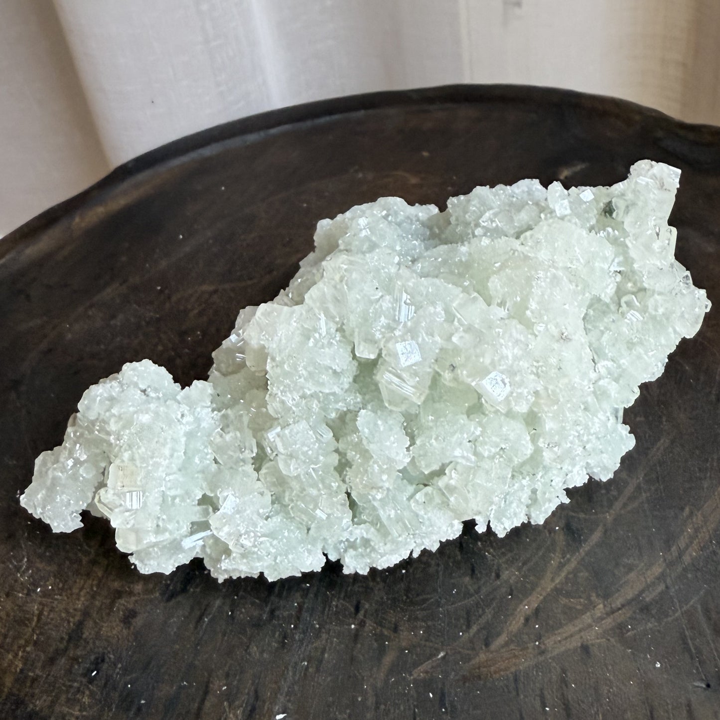 Raw Prehnite Clusters with Cubic Apophyllite 4