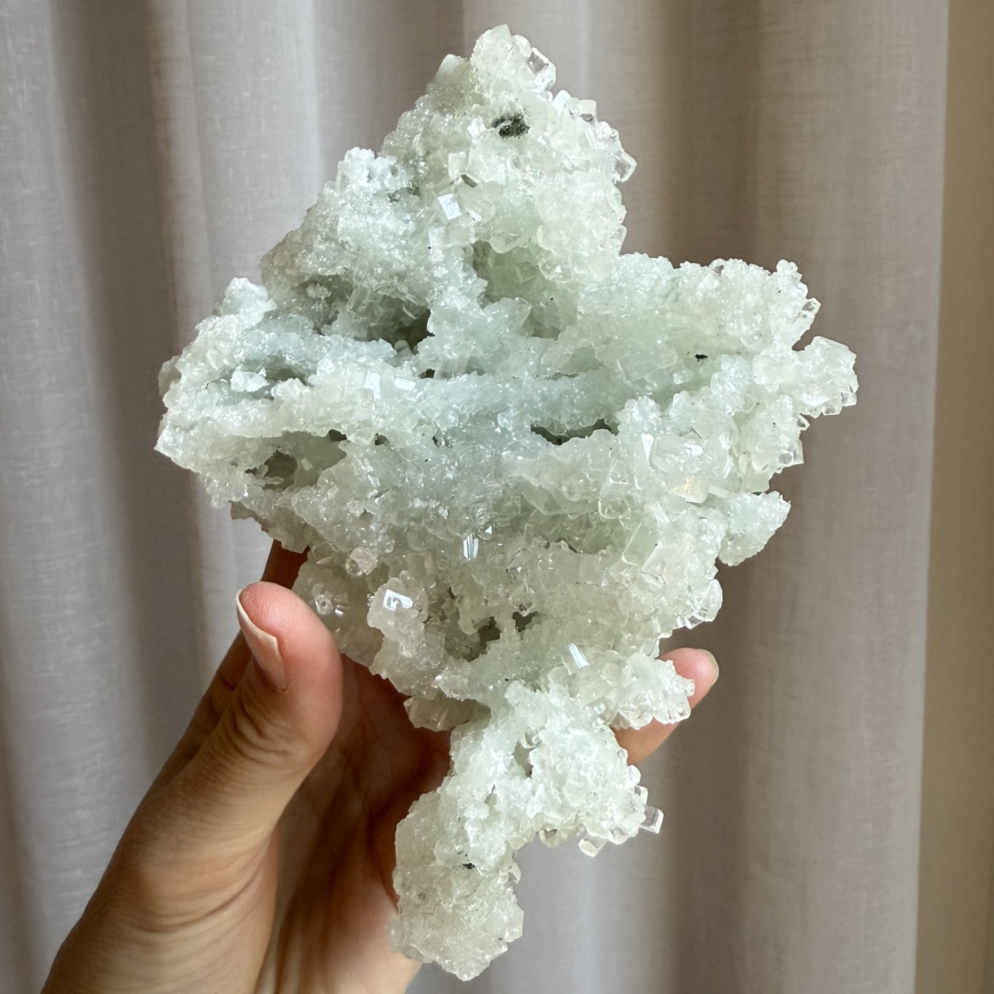 Raw Prehnite Clusters with Cubic Apophyllite 4