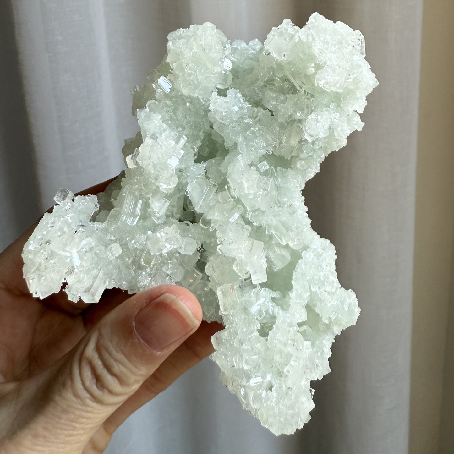 Raw Prehnite Clusters with Cubic Apophyllite 5
