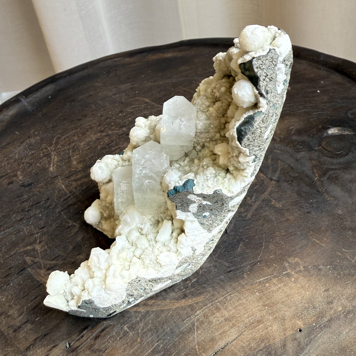 Chalcedony with Mordenite Spheres, Cubic Apophyllite & Calcite 1
