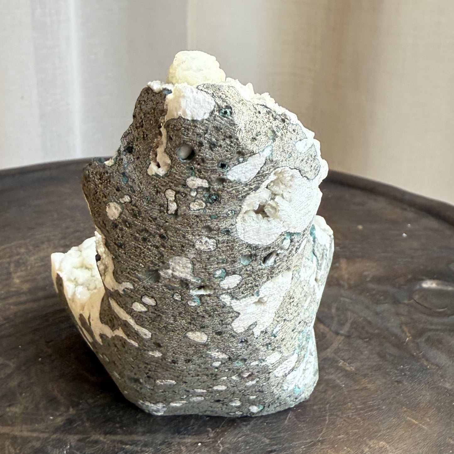 Chalcedony with Mordenite Spheres, Cubic Apophyllite & Calcite 1