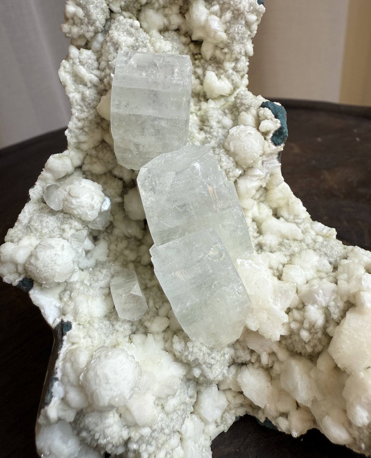 Chalcedony with Mordenite Spheres, Cubic Apophyllite & Calcite 1