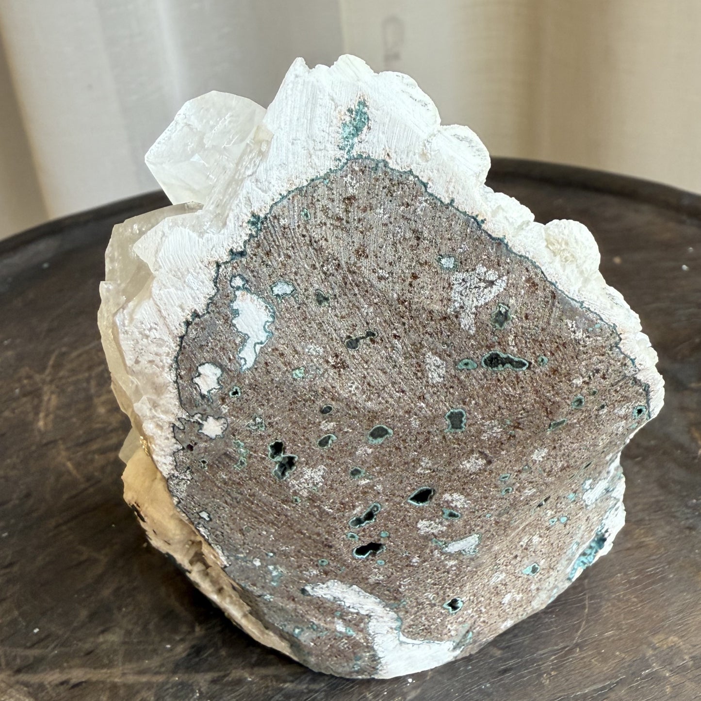 Chalcedony with Mordenite Spheres, Cubic Apophyllite & Calcite 3