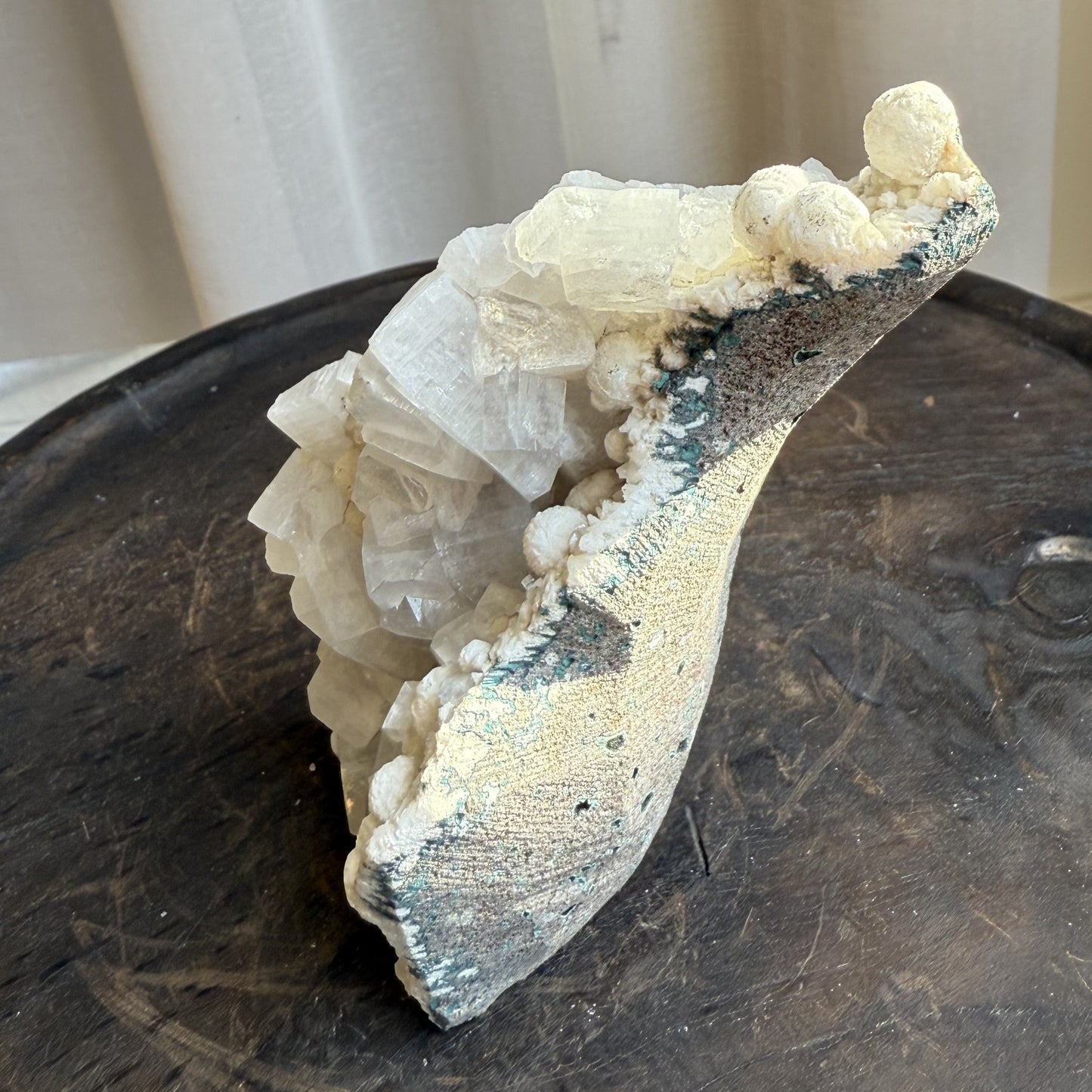 Chalcedony with Mordenite Spheres, Cubic Apophyllite & Calcite 6