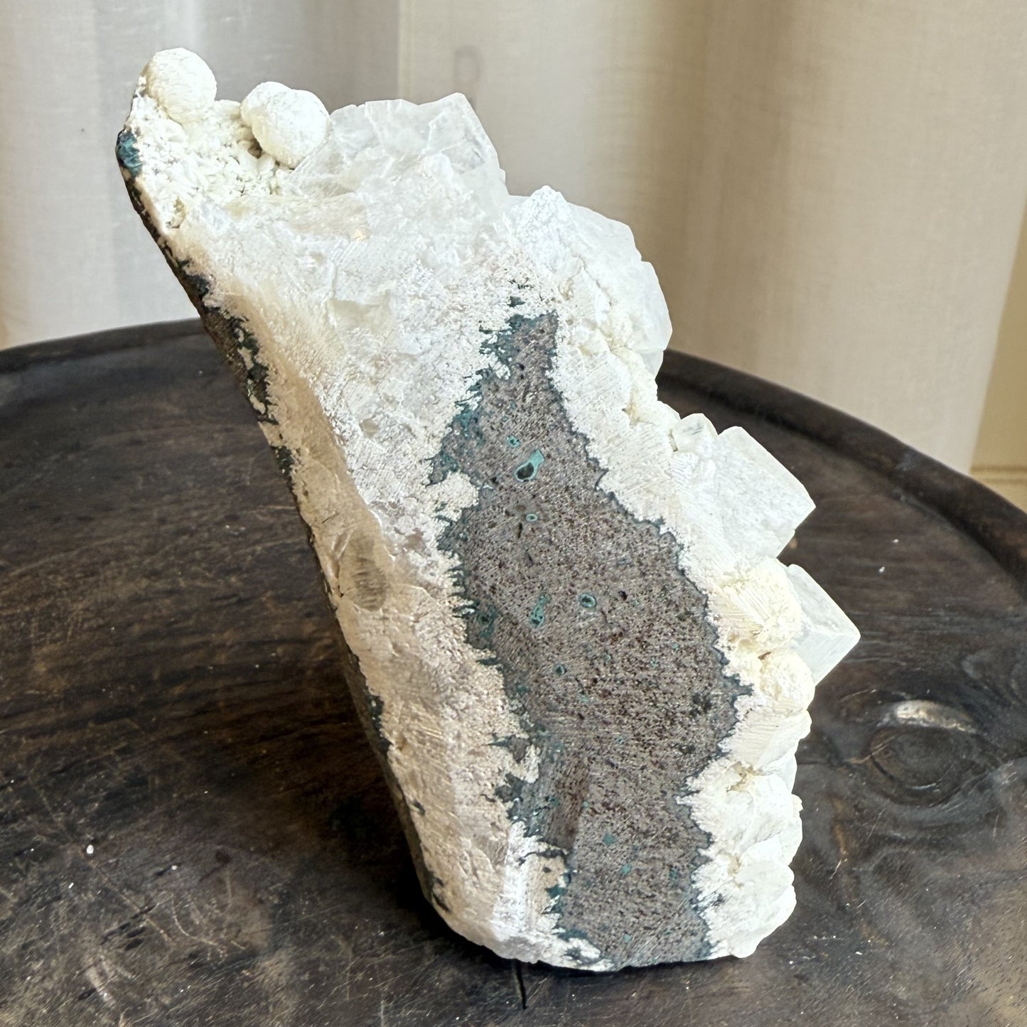 Chalcedony with Mordenite Spheres, Cubic Apophyllite & Calcite 6