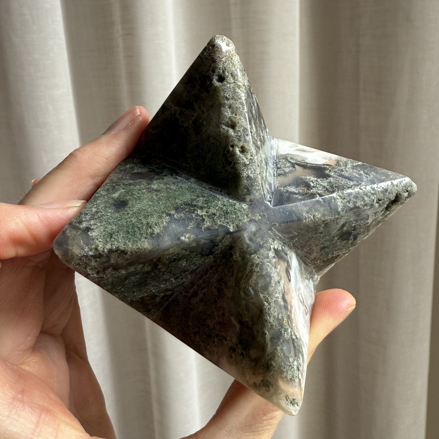 Moss Agate Merkaba Star