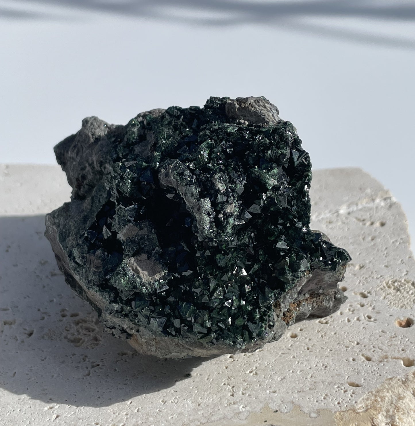 Natural Copper Libethenite Phosphate on Dolomite Cluster 001