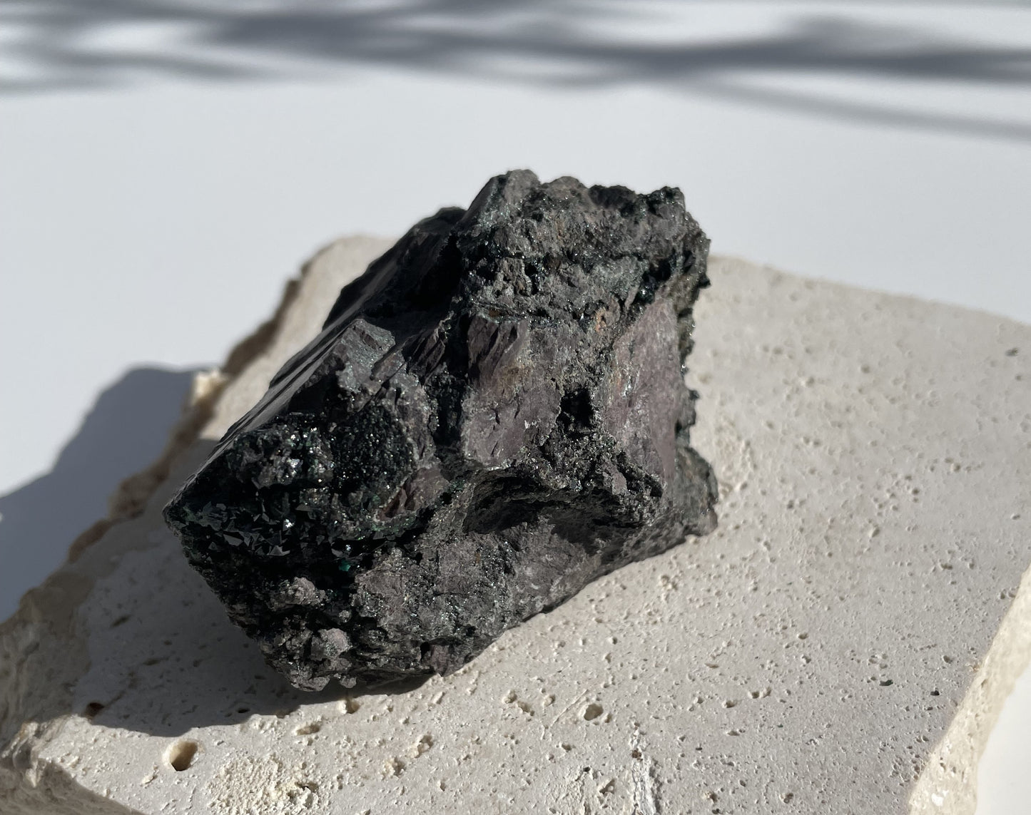 Natural Copper Libethenite Phosphate on Dolomite Cluster 006