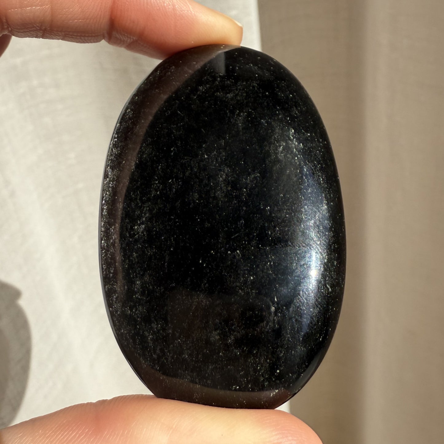 Golden Sheen Obsidian Palm Stone 005