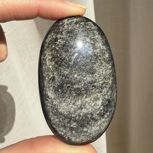 Golden Sheen Obsidian Palm Stone 005