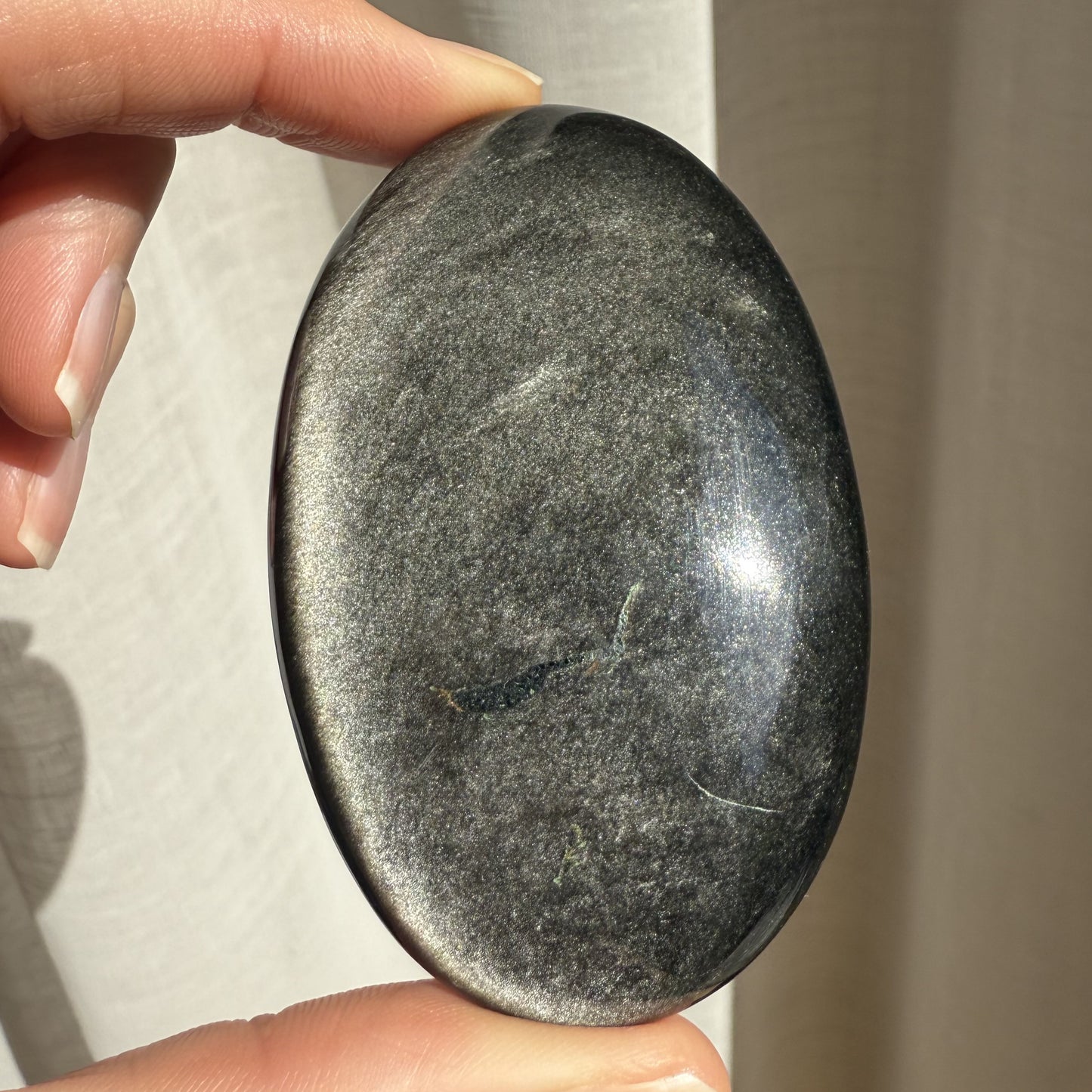 Golden Sheen Obsidian Palm Stone 010