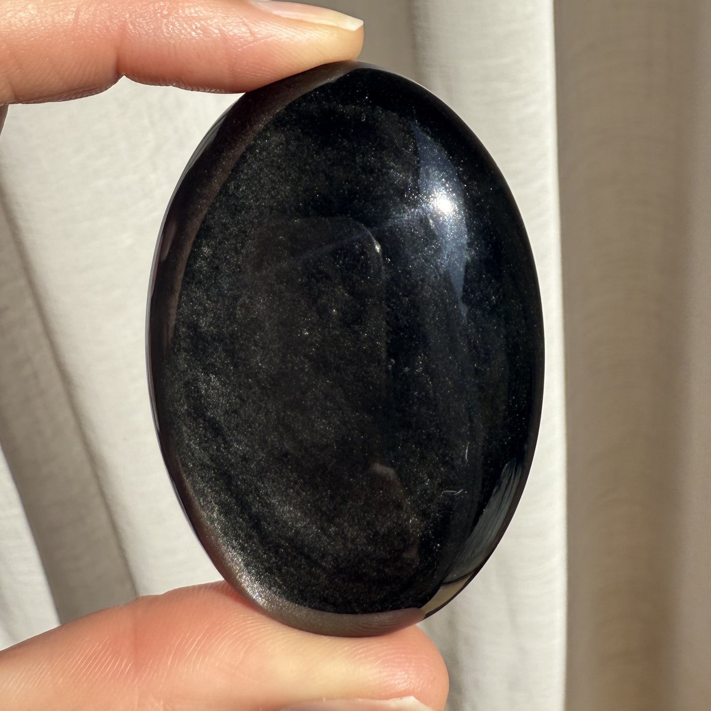 Golden Sheen Obsidian Palm Stone 012