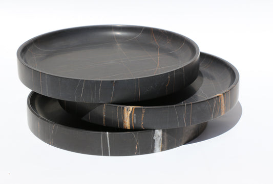 Sahara Noir Black Marble Tray - Round